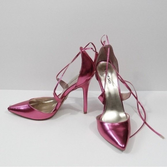 Bebe// metallic lace up heels size 8 - Picture 2 of 8